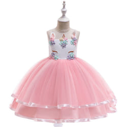 Baby Girls Dress Up Unicorn Flower Party Princess Summer Wedding Outfit Clothing - 7-8