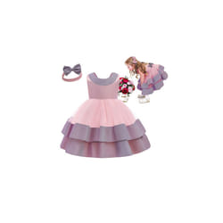 Baby Girls Princess Dress Party Bridesmaid Formal Wedding Birthday with Headband - 80