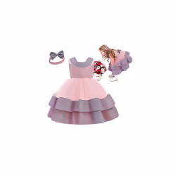Baby Girls Princess Dress Party Bridesmaid Formal Wedding Birthday with Headband - 90