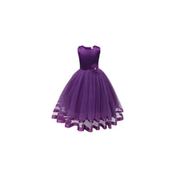 Flower Girls Ball Kids Gown Dress Wedding Princess Bridesmaid Party Prom birthda - Purple, 130cm-6 Years