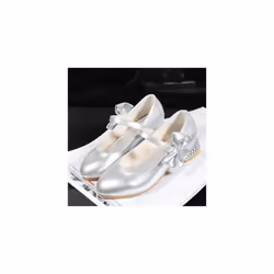 Girls Princess Shoes Wedding Party Kids Toddler Flats Leather School Shoes Size - Sliver, UK6