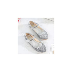 Girls Princess Shoes Wedding Party Children Leather School Shoes Flats UK Size - Sliver, UK 12Kids