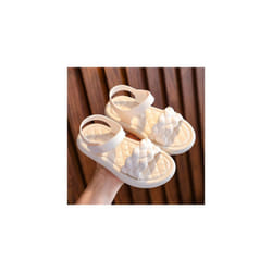 Girls Weave Flat Sandals Summer Toddler Baby Kids Holiday Princess Shoes Size - White, UK 1