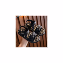 Girls Weave Flat Sandals Summer Toddler Baby Kids Holiday Princess Shoes Size - Black, UK 7.5Kids