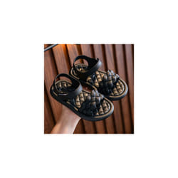 Girls Weave Flat Sandals Summer Toddler Baby Kids Holiday Princess Shoes Size - Black, UK 7.5Kids