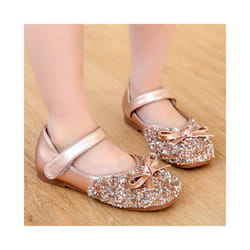 Girls Princess Shoes Wedding Party Children Leather Shoes Student Flats UK - Gold, UK 8.5Kids