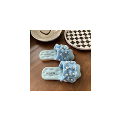 GIRLS KIDS PEARL SANDALS CASUAL BEACH HOLIDAY SUMMER SHOES SLIPPERS FLIP FLOPS - Blue, UK 8-8.5Kids