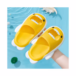 Boys Girls Summer Slippers Shower Shoes Sandals Kids Beach Pool Mules Sliders - Yellow, UK 7-7.5Kids