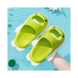 Boys Girls Summer Slippers Shower Shoes Sandals Kids Beach Pool Mules Sliders - Green, UK 10-10.5Kids