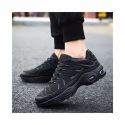 Mens Trainers Absorbing Running Shoes Shock Casual Laces Gym Walking Sports - Black, UK8-EU42