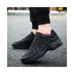 Mens Trainers Absorbing Running Shoes Shock Casual Laces Gym Walking Sports - Black, UK8-EU42
