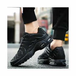 Mens Trainers Absorbing Running Shoes Shock Casual Laces Gym Walking Sports - Black, UK9.5-EU44