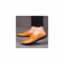 Men's Comfortable Driving Leather Fashion Business Breathable Casual Dress Shoes - 7.5, Yellow Brown