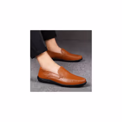 Men's Comfortable Driving Leather Fashion Business Breathable Casual Dress Shoes - 8.5, Red Brown