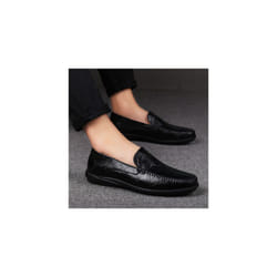 Men's Comfortable Driving Leather Fashion Business Breathable Casual Dress Shoes - 11.5, Black