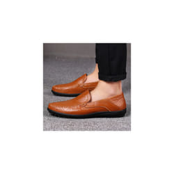 Men's Comfortable Driving Leather Fashion Business Breathable Casual Dress Shoes - 11.5, Red Brown