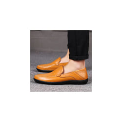 Men's Comfortable Driving Leather Fashion Business Breathable Casual Dress Shoes - 11.5, Yellow Brown