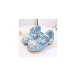 HOT Girls Kids Elsa Princess Shoes Party Sequins Bow Glitter Fancy Dress Sandals - Blue, UK10.5 Kids