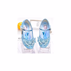 HOT Girls Kids Elsa Princess Shoes Party Sequins Bow Glitter Fancy Dress Sandals - Blue 1, UK8.5 Kids