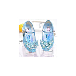 HOT Girls Kids Elsa Princess Shoes Party Sequins Bow Glitter Fancy Dress Sandals - Blue 1, UK8.5 Kids