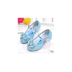 HOT Girls Kids Elsa Princess Shoes Party Sequins Bow Glitter Fancy Dress Sandals - Blue 1, UK10 Kids