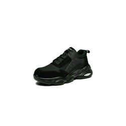 Mens Womens Work Safety Trainers Lightweight Steel Toe Cap Boots Hiking Shoes - Black, UK 6.5