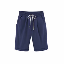 Womens High Waist Elasticated Half Pants Ladies Casual Slim Pocket Summer Shorts - Dark Blue, S