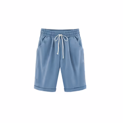 Womens High Waist Elasticated Half Pants Ladies Casual Slim Pocket Summer Shorts - Light Blue, 3XL