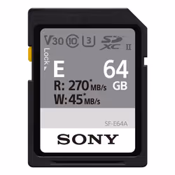 SF-E Series UHS-II SD Card with up to 270MB/s read. File Rescue software. and protection from water. dust. drops. UV exposure ...