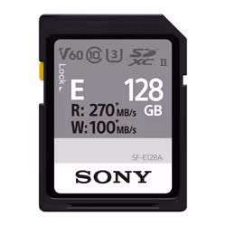 SF-E Series UHS-II SD Card with up to 270MB/s read. File Rescue software. and protection from water. dust. drops. UV exposure ...