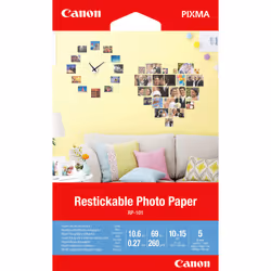 Canon RP-101 Removable Photo Stickers, 4x6", 5 sheets, Matt, White, 5 sheets, PIXMA G1510 PIXMA G2500 PIXMA MG5650 PIXMA MG77 ...