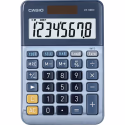 Casio MS-88EM, Desktop, Display, 8 digits, Battery/Solar, Blue
