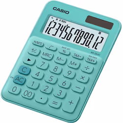Casio MS-20UC-GN, Desktop, Basic, 12 digits, 1 lines, Battery/Solar, Green