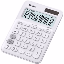 Casio MS-20UC-WE, Desktop, Basic, 12 digits, 1 lines, Battery/Solar, White