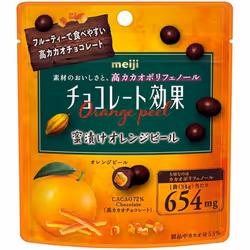 Meiji Chocolate Effect 72% cocoa, honey-dipped orange peel pouch, 34g Chocolate