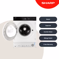 Sharp Home Appliances ES-NIH714BWA-EN washing machine Front-load 7 kg 1400 RPM White
