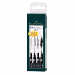 Art & Graphic Pitt Artist Pen India Ink Pen, Black, Wallet Of 4, For Art, Craft, Drawing, Sketching, Home, School, University ...