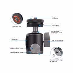 PULUZ Dual Cold Shoes Aluminum Alloy Tripod Ball Head Adapter (Black)