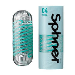 Tenga Spinner - 04 Pixel Male stroker Blue, Transparent