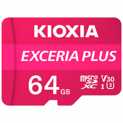 Kioxia Exceria Plus, 64 GB, MicroSDXC, Class 10, UHS-I, 100 MB/s, 65 MB/s