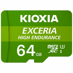 Kioxia Exceria High Endurance, 64 GB, MicroSDXC, Class 10, UHS-I, 65 MB/s, 100 MB/s