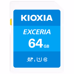 Kioxia Exceria, 64 GB, SDXC, Class 10, UHS-I, 100 MB/s, Class 1 (U1)