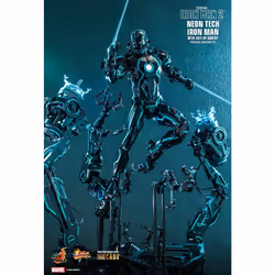 Hot Toys MMS672D50 - Marvel Comics - Iron Man 2 - Neon Tech Iron Man & Suit-Up Gantry Deluxe Version