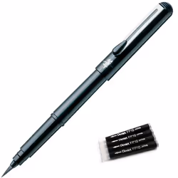 Pentel Arts Portable Pocket Brush Pen Medium Point 1Pen 2Refills +Refill FP10 4set