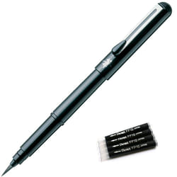Pentel Arts Portable Pocket Brush Pen Medium Point 1Pen 2Refills +Refill FP10 4set