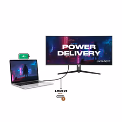 JAPANNEXT JN-I375C144UQR-H computer monitor 95.2 cm (37.5") 3840 x 1600 pixels UltraWide Quad HD+ LCD Black