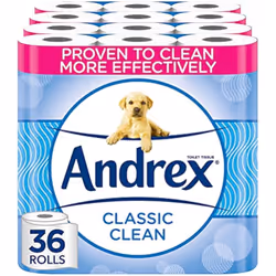 Andrex Classic Clean Toilet Rolls - 36 Toilet Roll Pack - Bulk Buy Toilet Rolls - Unbeatable Clean Toilet Rolls with Unique 3 ...