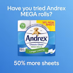 Andrex Classic Clean Toilet Rolls - 36 Toilet Roll Pack - Bulk Buy Toilet Rolls - Unbeatable Clean Toilet Rolls with Unique 3D Wave