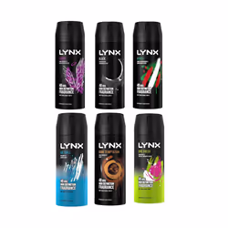 6 x 150ml Lynx MIX Deodorant Body Spray Africa, Dark Temptation Black