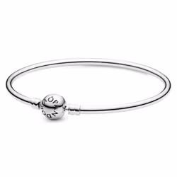 Pandora Moments Sterling Silver Ball Clasp Bangle for Women - Compatible Moments Charms - Bangle Charm Bracelet - Gift for He ...